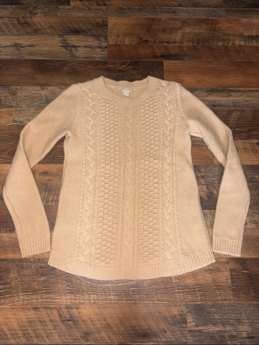 J. Crew Cable-Knit Crewneck Sweater -‎ Cream/Tan